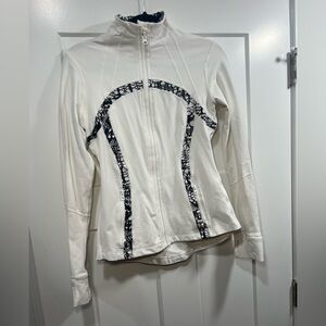 Lululemon Define Jacket White with Black Lace Print Detailing
